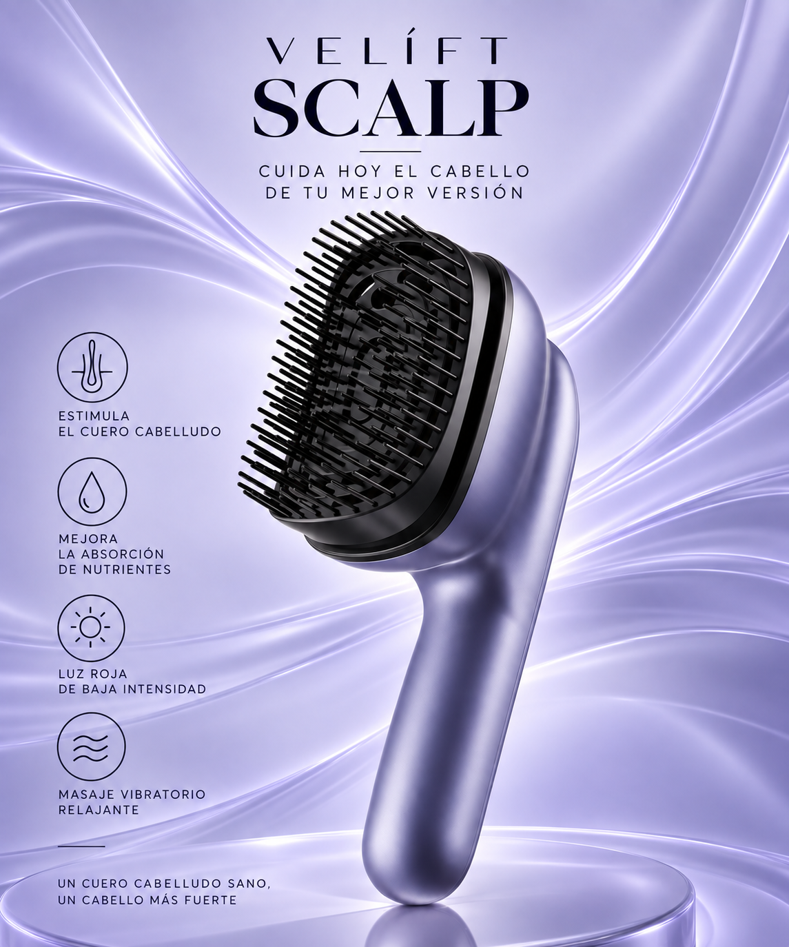 VELÍFT SCALP cuidado del cuero cabelludo con masaje vibratorio y luz roja