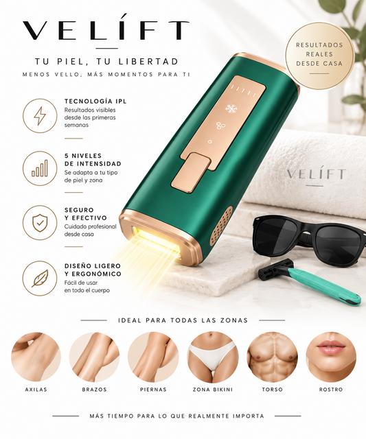 VELÍFT IPL depilación con tecnología IPL y zonas de uso