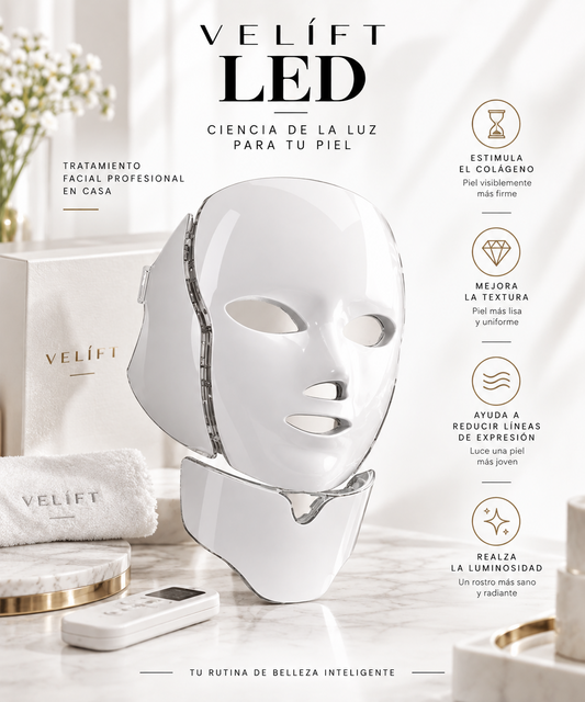 VELÍFT LED mascarilla facial y pieza de cuello para terapia de luz