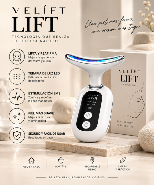 VELÍFT LIFT dispositivo facial y de cuello con tecnología LED y EMS