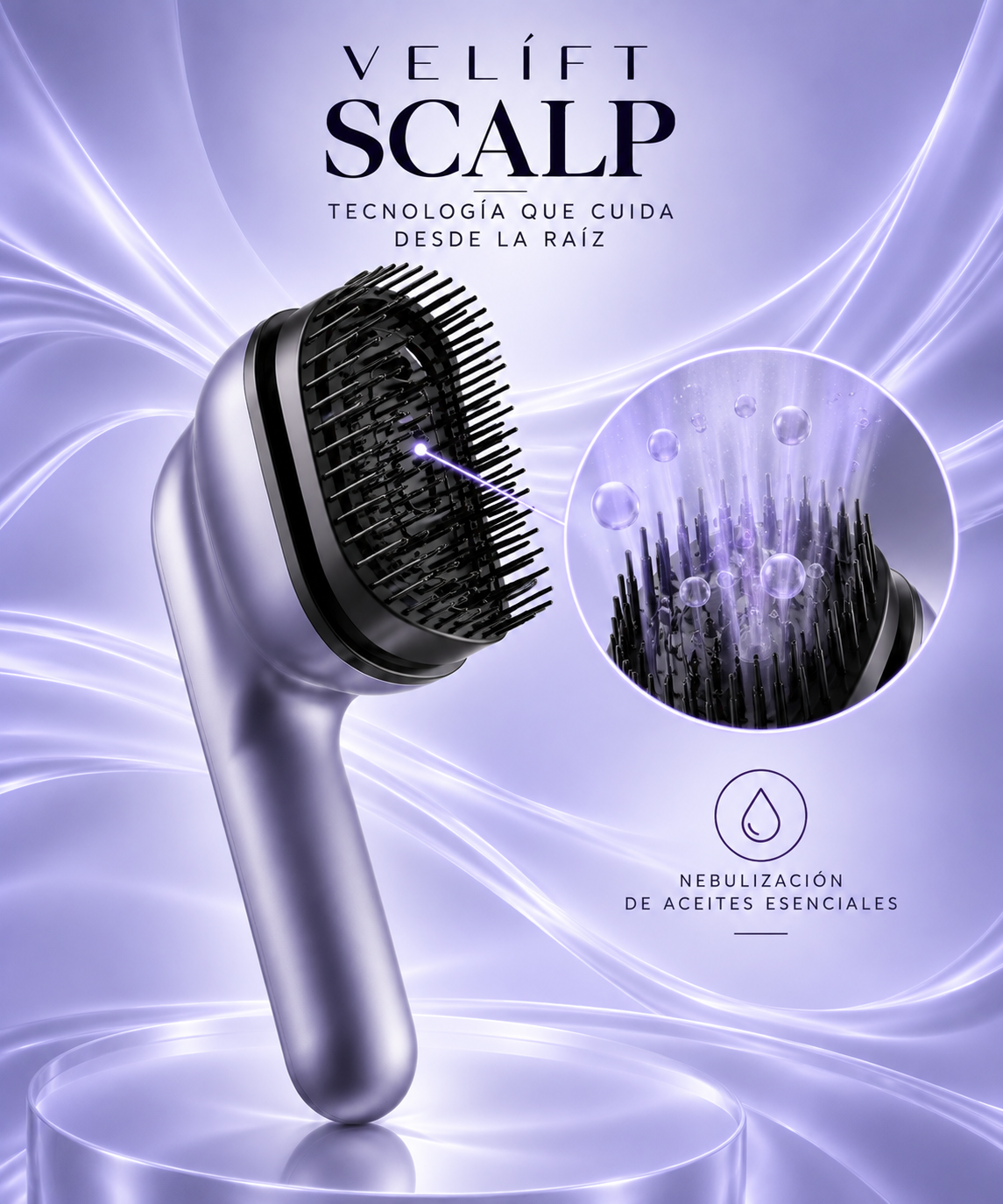 VELÍFT SCALP masajeador capilar con nebulización de aceites esenciales